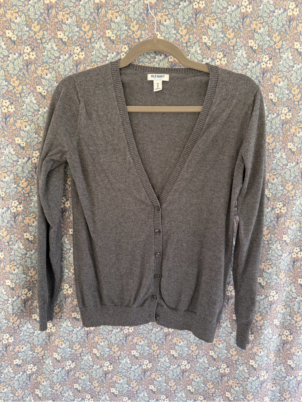 Old Navy Women's Charcoal Button-Front V-Neck Cardigan